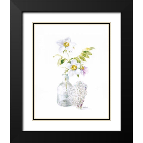 Beach Flowers II Black Modern Wood Framed Art Print with Double Matting by Nai, Danhui