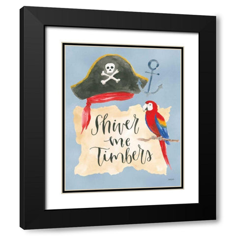 Pirates III Black Modern Wood Framed Art Print with Double Matting by Jackson, Jenaya