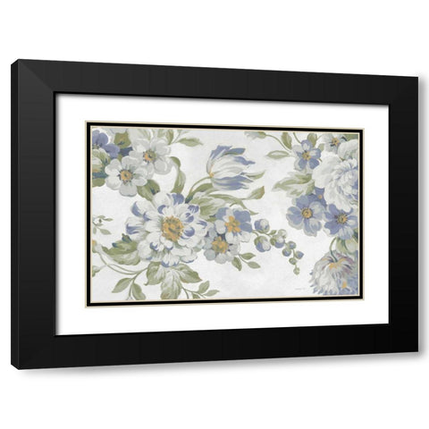Antique Flowers Light Crop Black Modern Wood Framed Art Print with Double Matting by Nai, Danhui