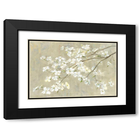 Dogwood in Spring Neutral Crop Black Modern Wood Framed Art Print with Double Matting by Nai, Danhui