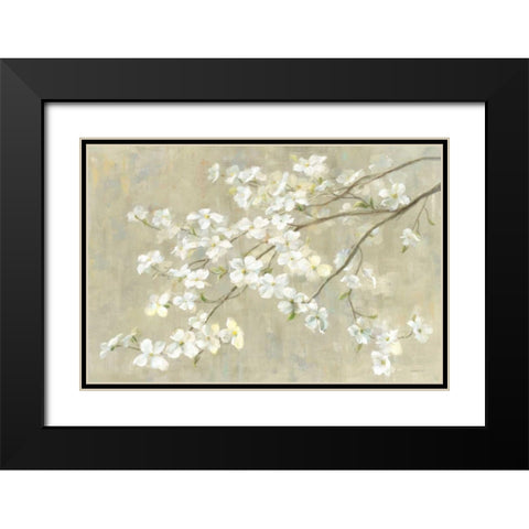 Dogwood in Spring Neutral Crop Black Modern Wood Framed Art Print with Double Matting by Nai, Danhui
