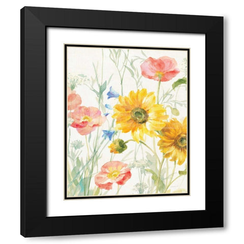 Floursack Florals I No Words Crop Black Modern Wood Framed Art Print with Double Matting by Nai, Danhui