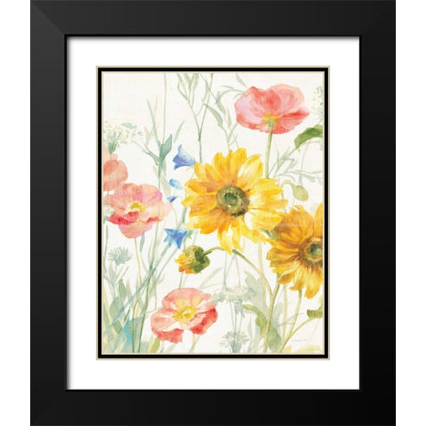 Floursack Florals I No Words Crop Black Modern Wood Framed Art Print with Double Matting by Nai, Danhui