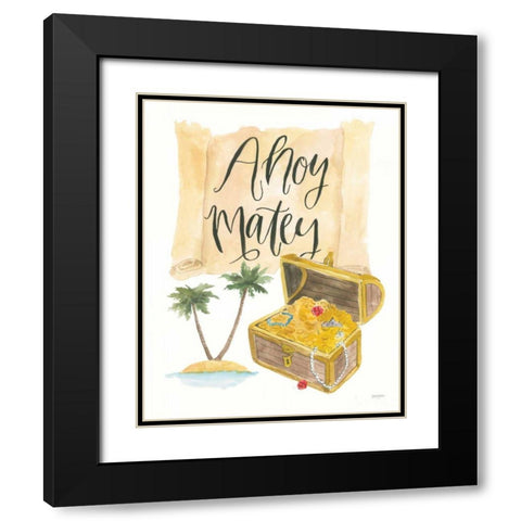 Pirates I on White Black Modern Wood Framed Art Print with Double Matting by Jackson, Jenaya