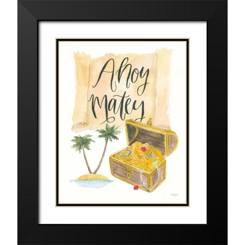 Pirates I on White Black Modern Wood Framed Art Print with Double Matting by Jackson, Jenaya