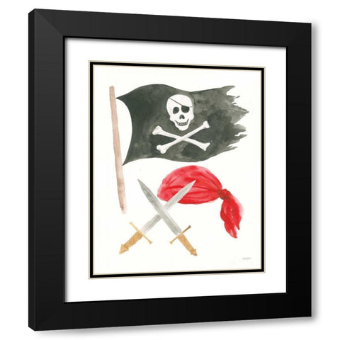 Pirates II on White Black Modern Wood Framed Art Print with Double Matting by Jackson, Jenaya
