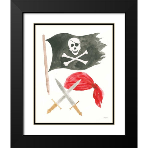Pirates II on White Black Modern Wood Framed Art Print with Double Matting by Jackson, Jenaya