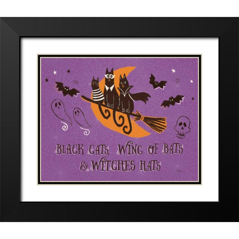 Spooktacular I Black Cats Purple Black Modern Wood Framed Art Print with Double Matting by Penner, Janelle