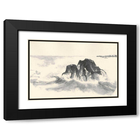 Ocean Waves Black Modern Wood Framed Art Print with Double Matting by Paschke, Chris