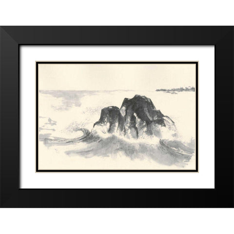 Ocean Waves Black Modern Wood Framed Art Print with Double Matting by Paschke, Chris