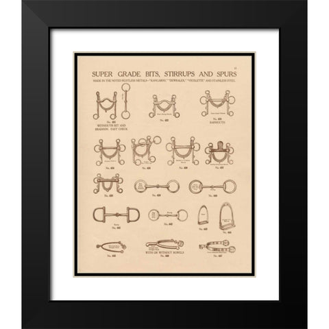 Equine Riding Gear I v2 Black Modern Wood Framed Art Print with Double Matting by Wild Apple Portfolio