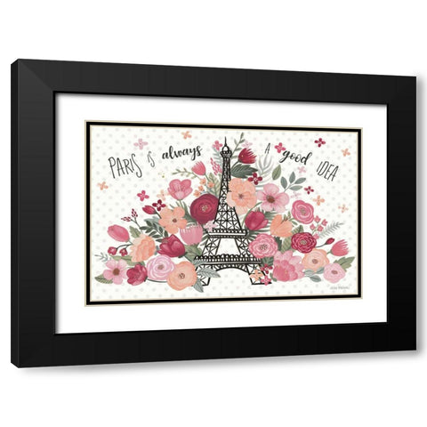Paris is Blooming I Black Modern Wood Framed Art Print with Double Matting by Marshall, Laura