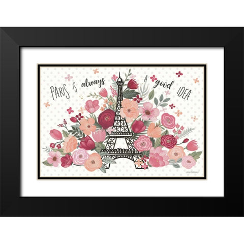 Paris is Blooming I Black Modern Wood Framed Art Print with Double Matting by Marshall, Laura