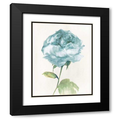 Antique Floral on Cream II Blue Black Modern Wood Framed Art Print with Double Matting by Wild Apple Portfolio
