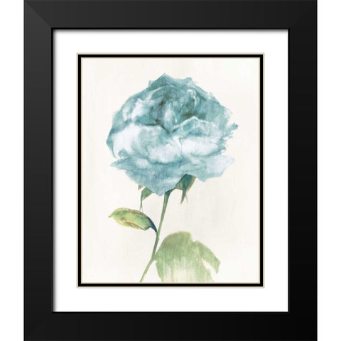 Antique Floral on Cream II Blue Black Modern Wood Framed Art Print with Double Matting by Wild Apple Portfolio