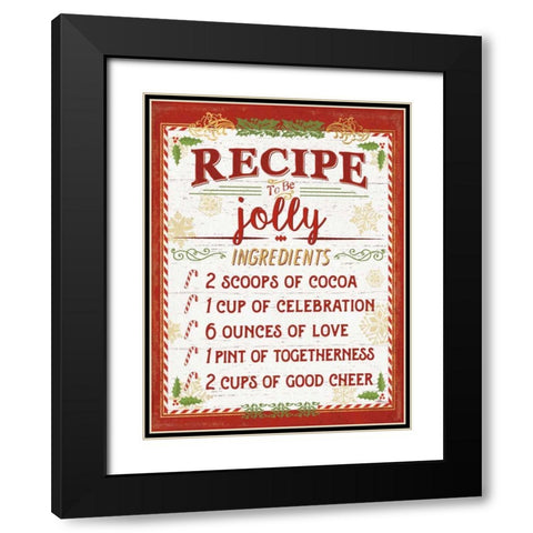 Holiday Recipe III Script Black Modern Wood Framed Art Print with Double Matting by Pela Studio