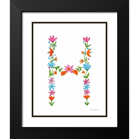 Floral Alphabet Letter VIII Black Modern Wood Framed Art Print with Double Matting by Zaman, Farida