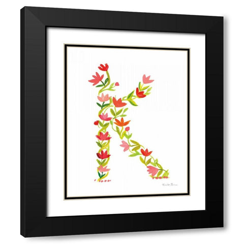 Floral Alphabet Letter XI Black Modern Wood Framed Art Print with Double Matting by Zaman, Farida
