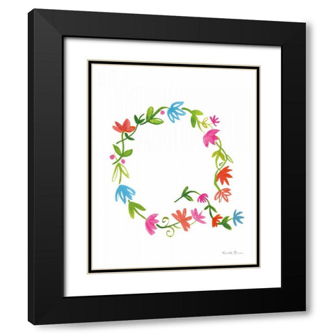 Floral Alphabet Letter XVII Black Modern Wood Framed Art Print with Double Matting by Zaman, Farida