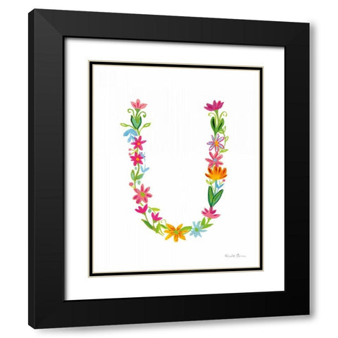 Floral Alphabet Letter XXI Black Modern Wood Framed Art Print with Double Matting by Zaman, Farida