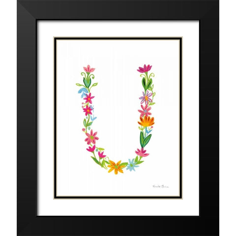 Floral Alphabet Letter XXI Black Modern Wood Framed Art Print with Double Matting by Zaman, Farida