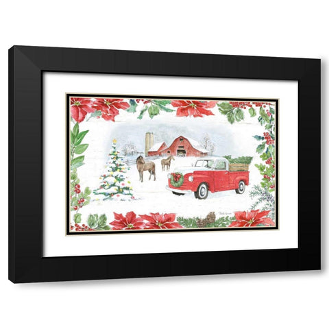 Farmhouse Holidays I Black Modern Wood Framed Art Print with Double Matting by Grove, Beth