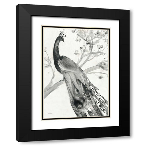 Majestic Peacock - Special Black Modern Wood Framed Art Print with Double Matting by Hristova, Albena