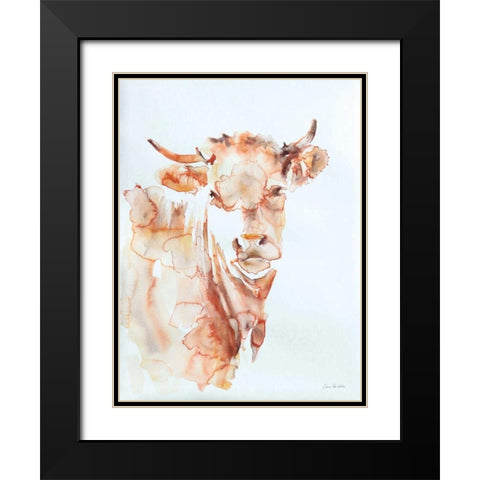 Village Cow Black Modern Wood Framed Art Print with Double Matting by Valle, Aimee Del