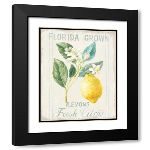 Floursack Lemon I Black Modern Wood Framed Art Print with Double Matting by Nai, Danhui