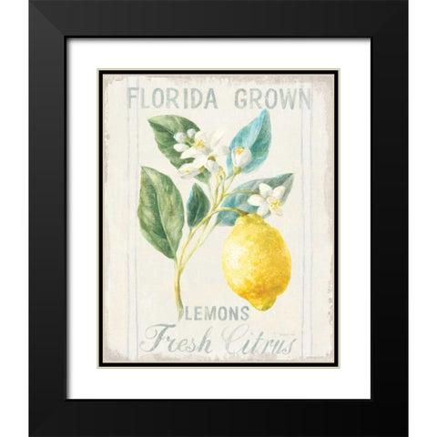 Floursack Lemon I Black Modern Wood Framed Art Print with Double Matting by Nai, Danhui