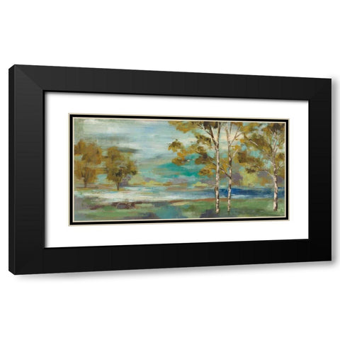 Aspens by the Lake Yellow Black Modern Wood Framed Art Print with Double Matting by Vassileva, Silvia