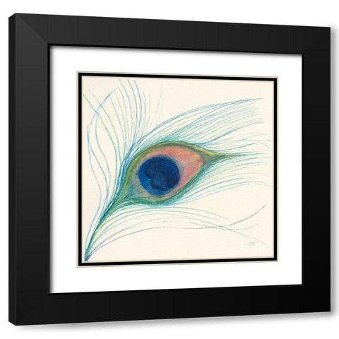 Peacock Feather I Black Modern Wood Framed Art Print with Double Matting by Thomas, Miranda