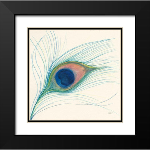 Peacock Feather I Black Modern Wood Framed Art Print with Double Matting by Thomas, Miranda