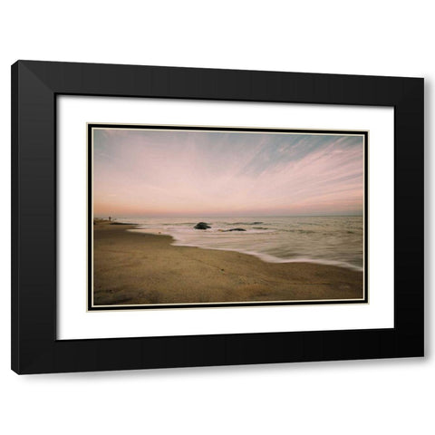 Beach Rays Black Modern Wood Framed Art Print with Double Matting by Aledanda