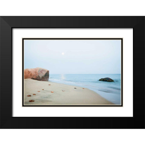Coastal Rocks Black Modern Wood Framed Art Print with Double Matting by Aledanda