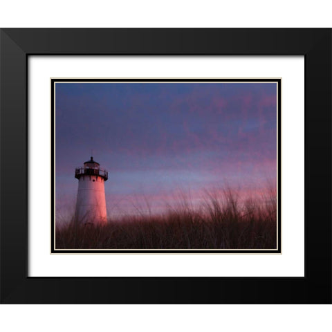 Lighthouse at Sunset Black Modern Wood Framed Art Print with Double Matting by Aledanda