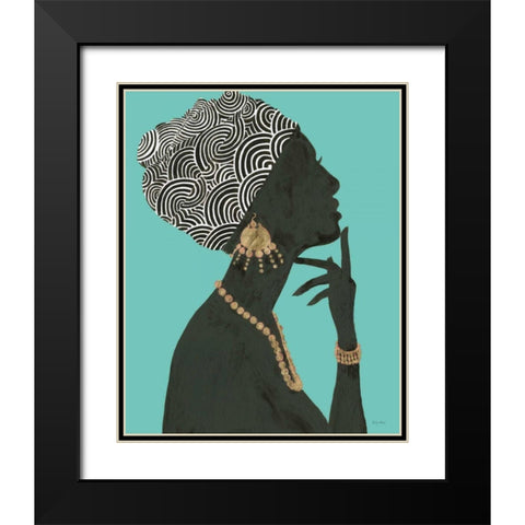 Graceful Majesty I Turquoise Crop Black Modern Wood Framed Art Print with Double Matting by Adams, Emily