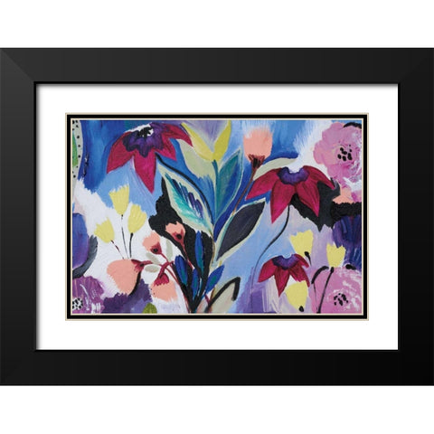 Happy Flower Bar II Black Modern Wood Framed Art Print with Double Matting by Davis, Joan E.