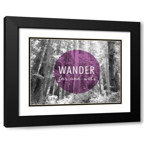 Wander Far and Wide v2 Black Modern Wood Framed Art Print with Double Matting by Marshall, Laura