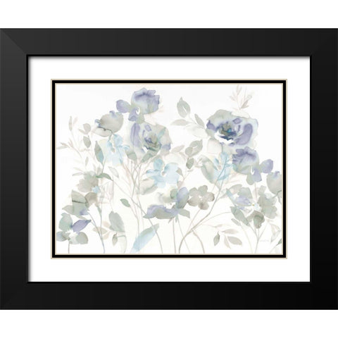 Cool Roses Shadows Black Modern Wood Framed Art Print with Double Matting by Nai, Danhui