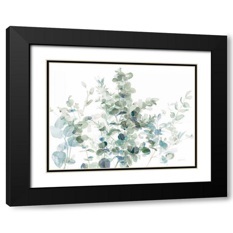 Eucalyptus I Cool Black Modern Wood Framed Art Print with Double Matting by Nai, Danhui