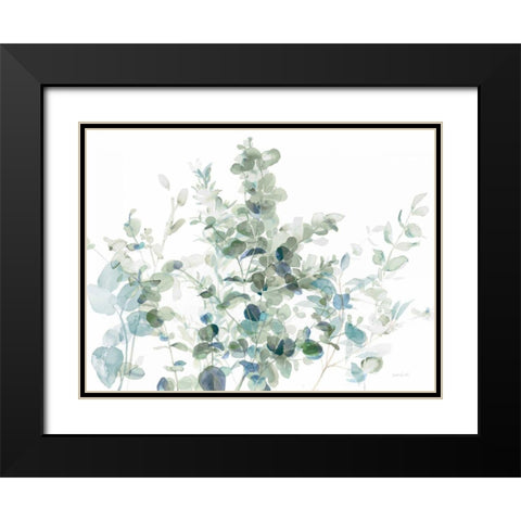 Eucalyptus I Cool Black Modern Wood Framed Art Print with Double Matting by Nai, Danhui