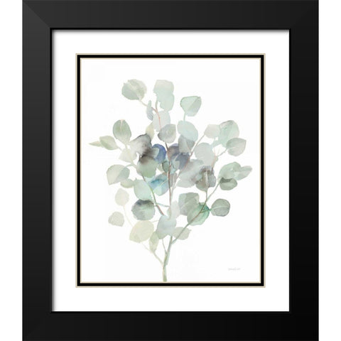 Eucalyptus III Cool Black Modern Wood Framed Art Print with Double Matting by Nai, Danhui