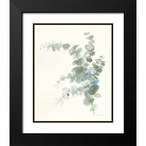 Scented Sprig III Cool Black Modern Wood Framed Art Print with Double Matting by Nai, Danhui