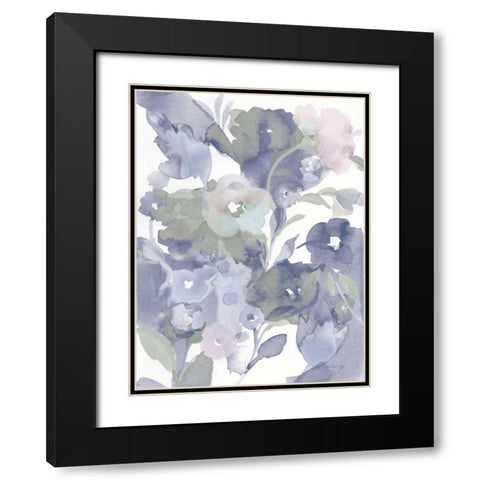 Jewel Garden I Blue Black Modern Wood Framed Art Print with Double Matting by Nai, Danhui