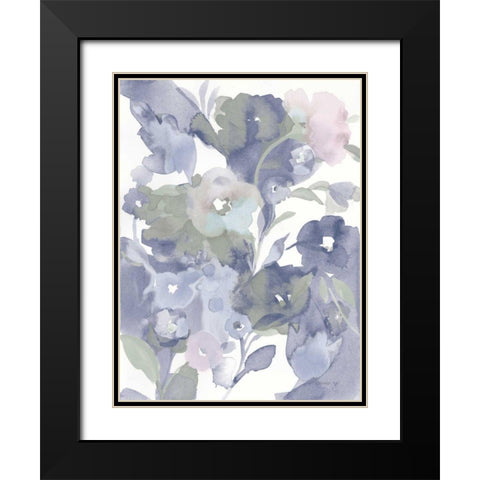 Jewel Garden I Blue Black Modern Wood Framed Art Print with Double Matting by Nai, Danhui