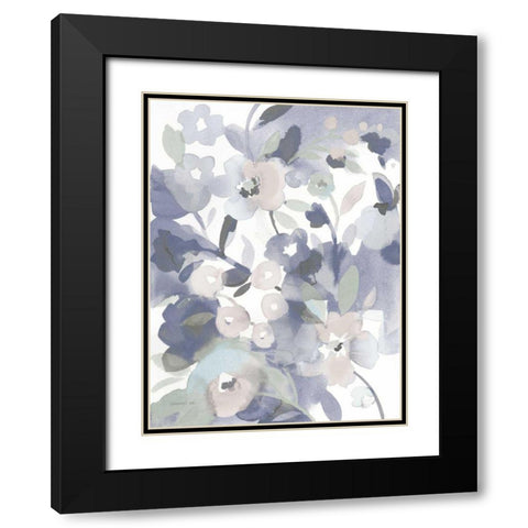 Jewel Garden II Blue Black Modern Wood Framed Art Print with Double Matting by Nai, Danhui