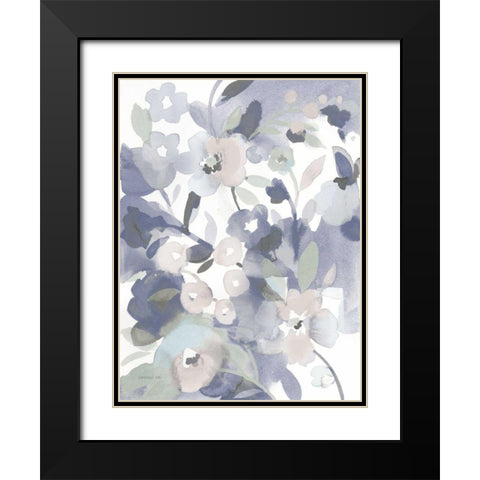 Jewel Garden II Blue Black Modern Wood Framed Art Print with Double Matting by Nai, Danhui