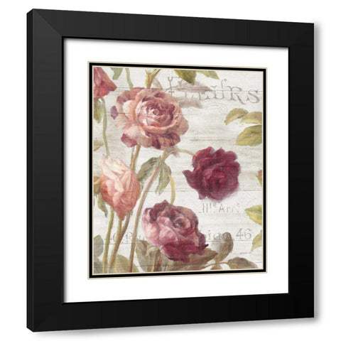 French Roses II Black Modern Wood Framed Art Print with Double Matting by Nai, Danhui