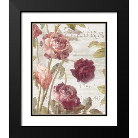 French Roses II Black Modern Wood Framed Art Print with Double Matting by Nai, Danhui